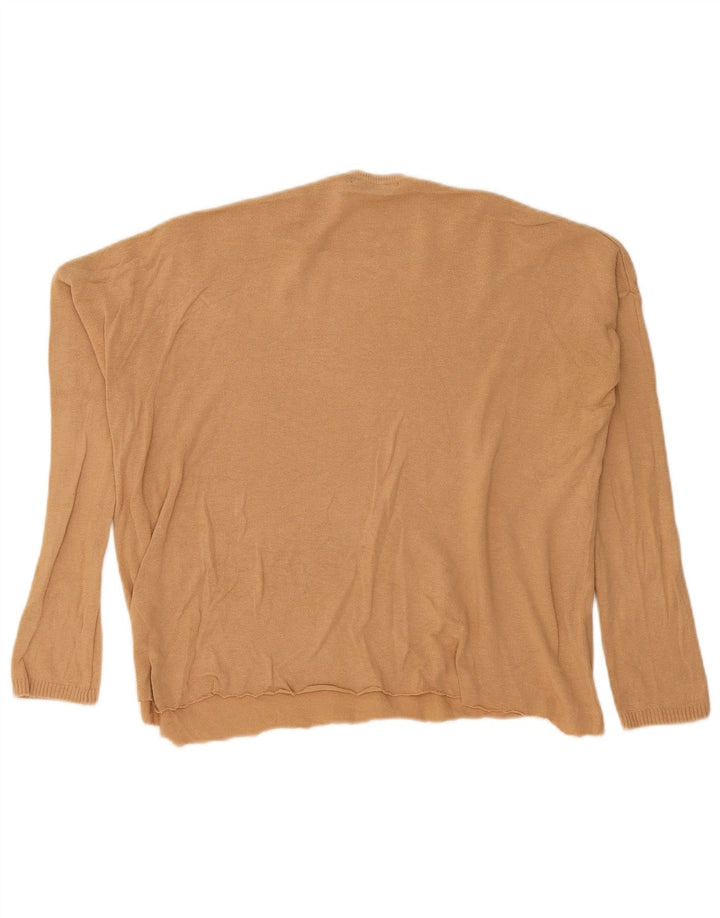 Zara Damen-Pullover, übergroß, Rundhalsausschnitt, Gr. 14, Mittelbeige