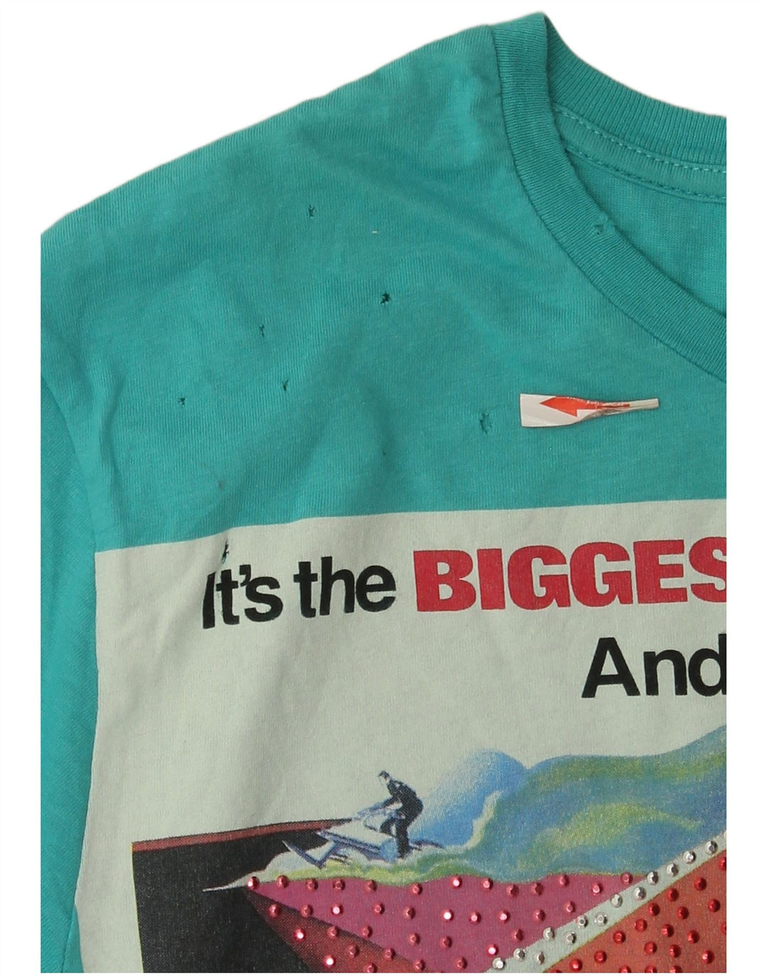 Zara Herren-T-Shirt mit Grafik, Größe S, Blau, Baumwolle