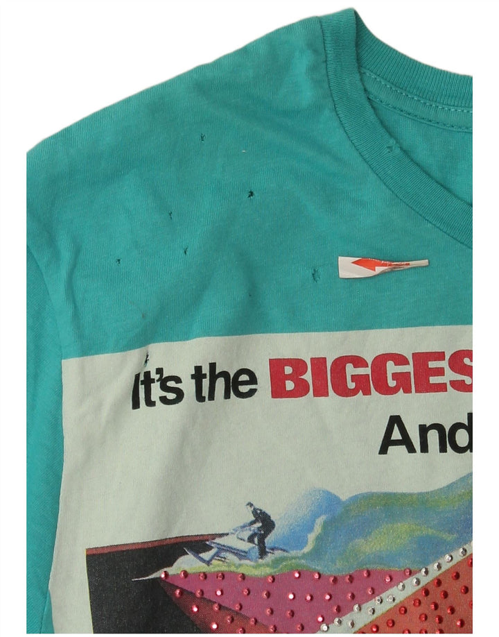 Zara Herren-T-Shirt mit Grafik, Größe S, Blau, Baumwolle