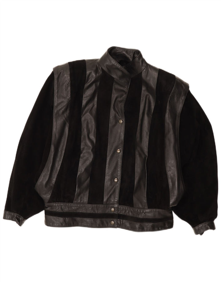 Vintage Damen Lederjacke UK 14 Medium Schwarz