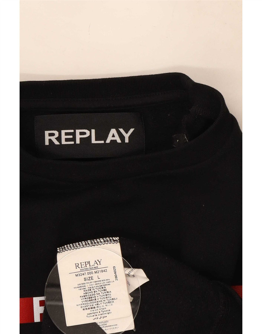 Replay Herren-Sweatshirt mit Grafik, groß, aus schwarzer Baumwolle im Farbblockdesign