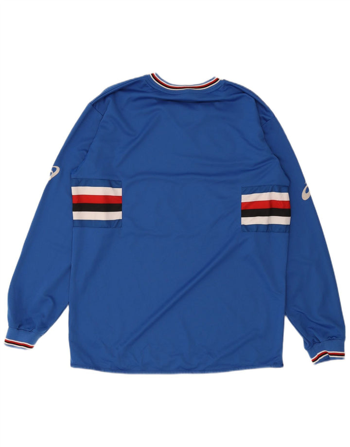Asics Herren Grafik-Oberteil, langärmelig, groß, blau gestreift, Polyester