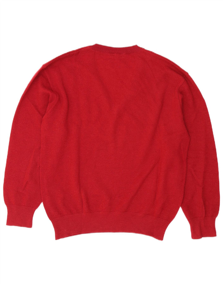 Lacoste Herren-Pullover mit V-Ausschnitt, Größe 5, große rote Wolle