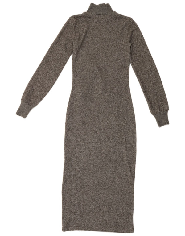 Zara Damen Langarm-Maxikleid UK 8 Small Grau