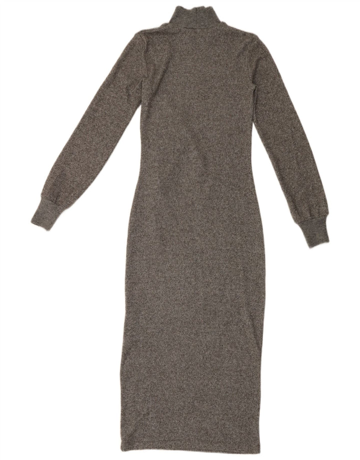 Zara Damen Langarm-Maxikleid UK 8 Small Grau