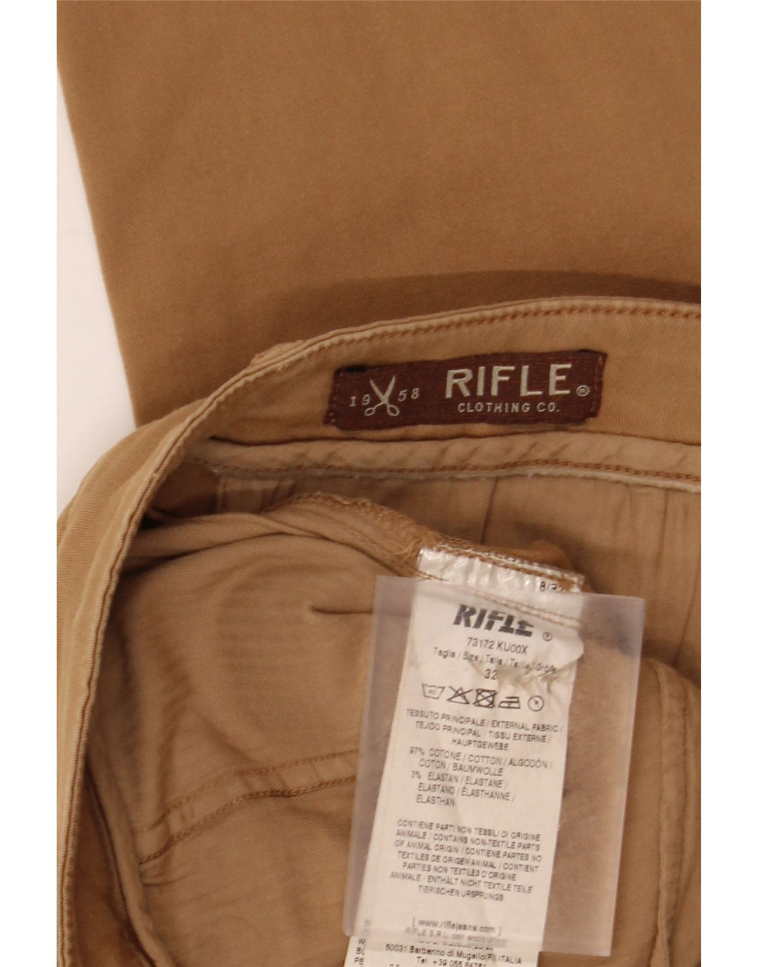 RIFLE Herren Slim Chinohose W32 L30 Beige Baumwolle