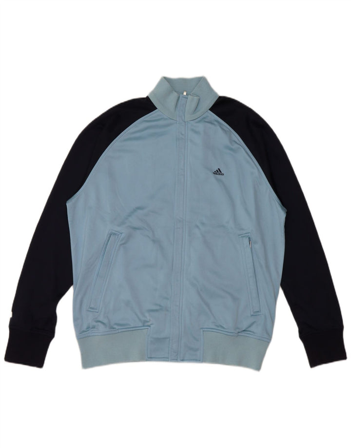 Adidas Jungen Grafik-Trainingsanzug-Top-Jacke, 15–16 Jahre, blaues Farbblockdesign