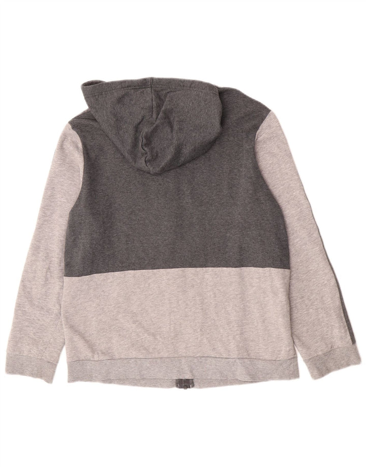Adidas Damen Zip Hoodie Pullover UK 14 Mittelgrau Farbblock