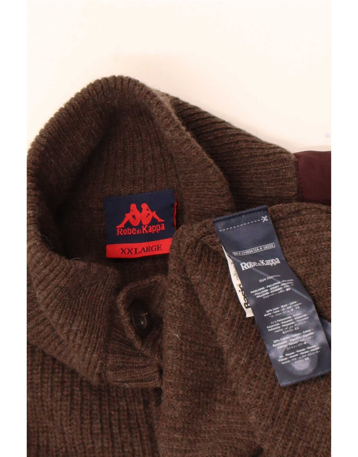 Kappa Herren-Pullover mit Knopfkragen, 2XL, braun, Colourblock-Wolle