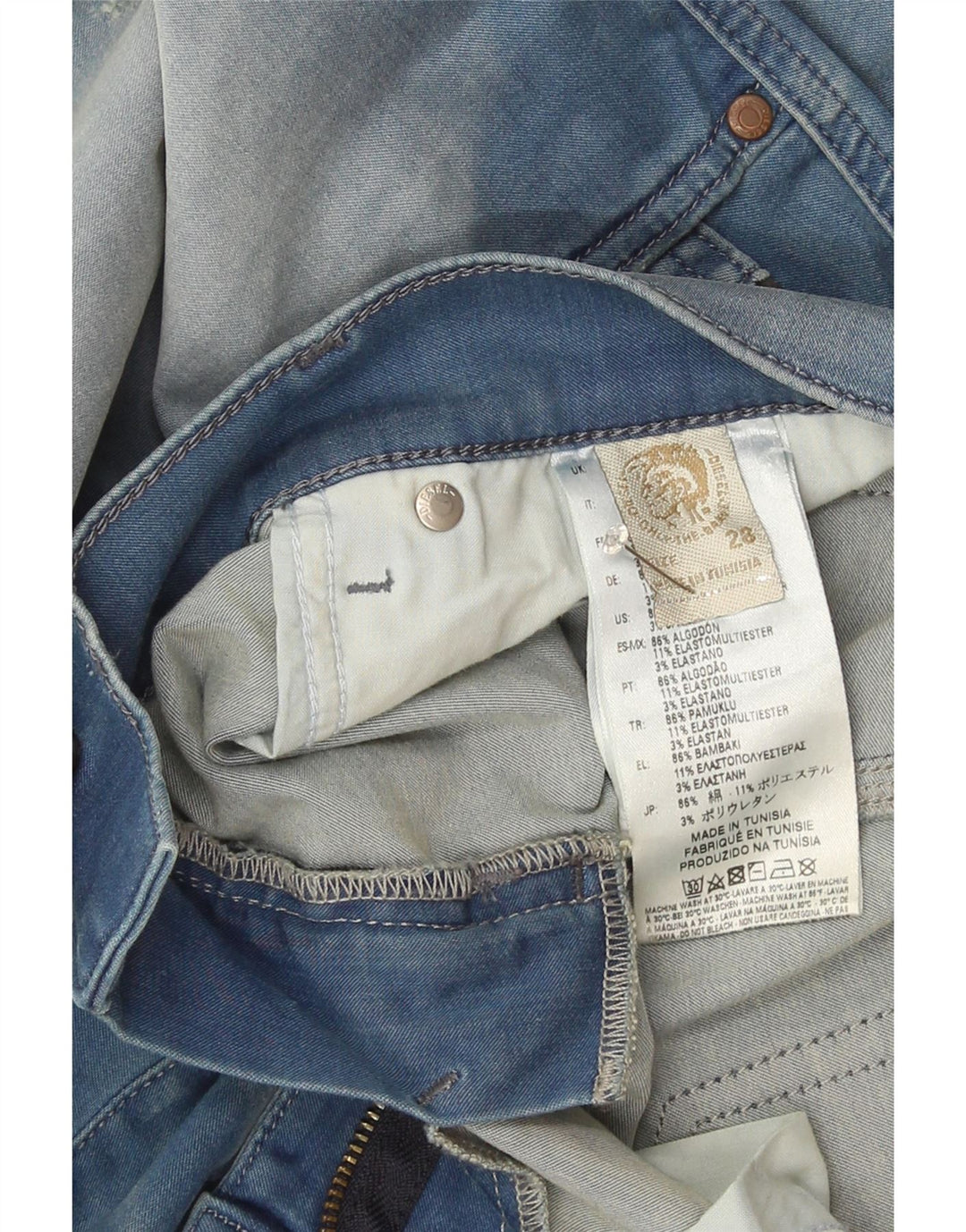 Diesel Damen Grupee Distressed Slim Jeans W28 L32 Blaue Baumwolle