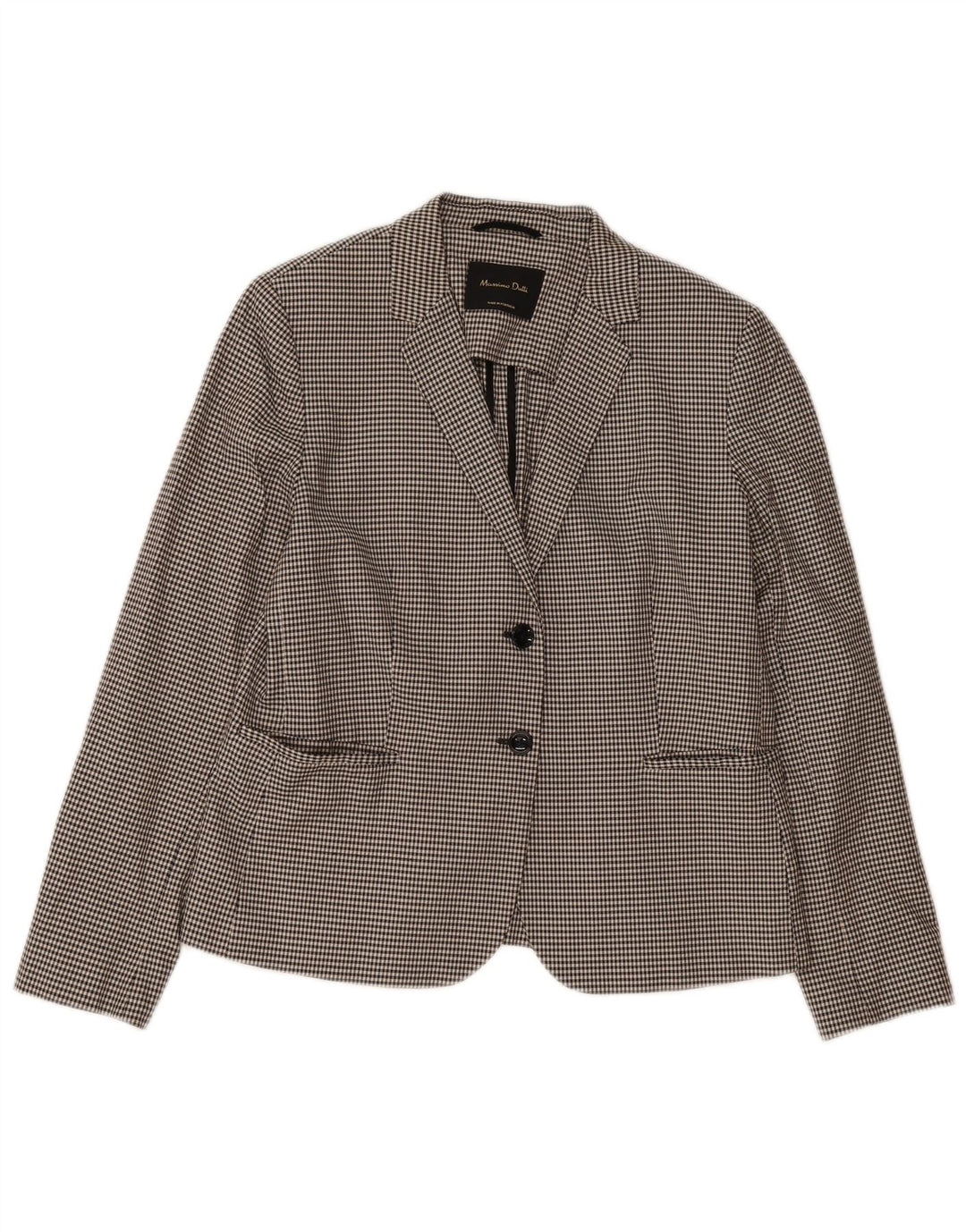Massimo Dutti Damen 2-Knopf-Blazerjacke EU 44 XL Schwarzer Hahnentritt