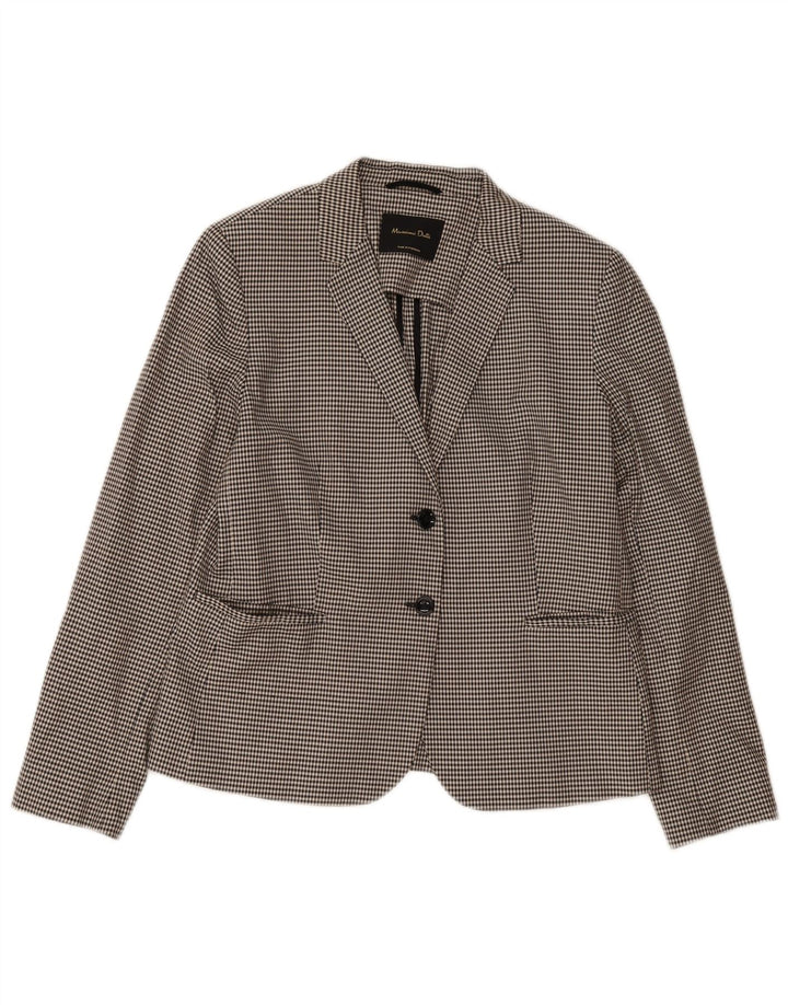 Massimo Dutti Damen 2-Knopf-Blazerjacke EU 44 XL Schwarzer Hahnentritt