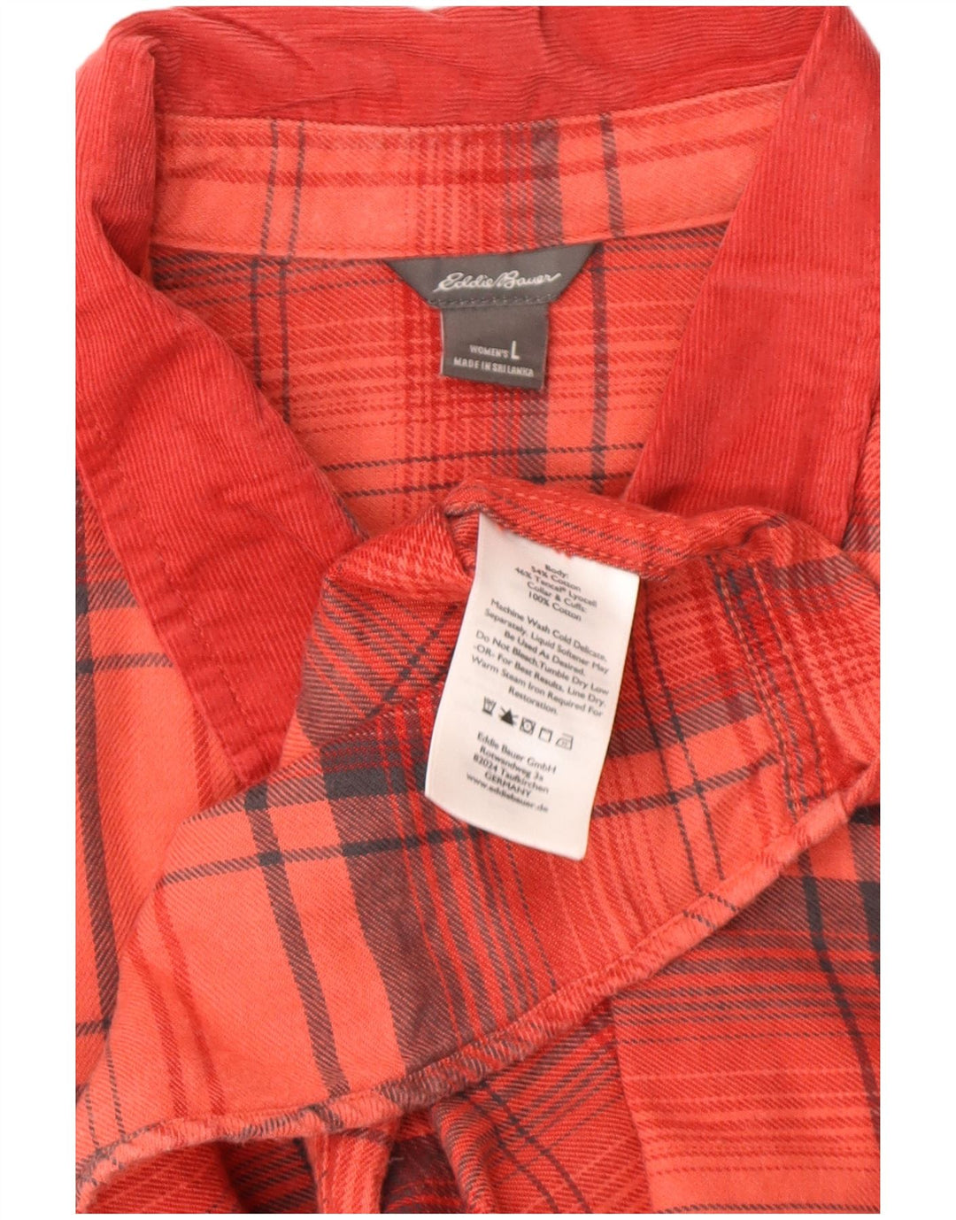 EDDIE BAUER Damen Flanellhemd UK 16 Große rot karierte Baumwolle
