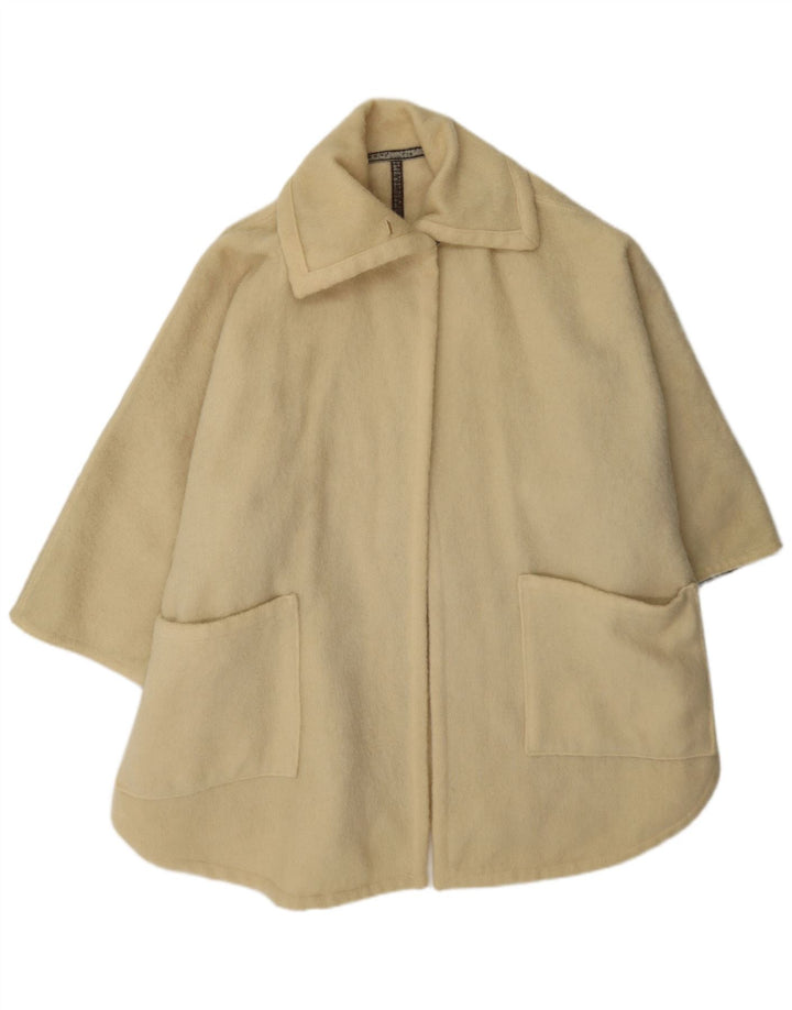 Vintage Damen Übergroßer Cape Mantel IT 44 Mittelbeige Wolle
