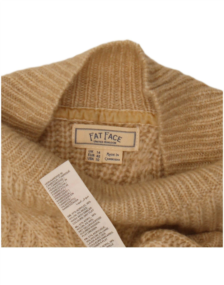 Fat Face Damen-Pullover mit Rollkragen, Gr. 40, Beige, Argyle/Diamant