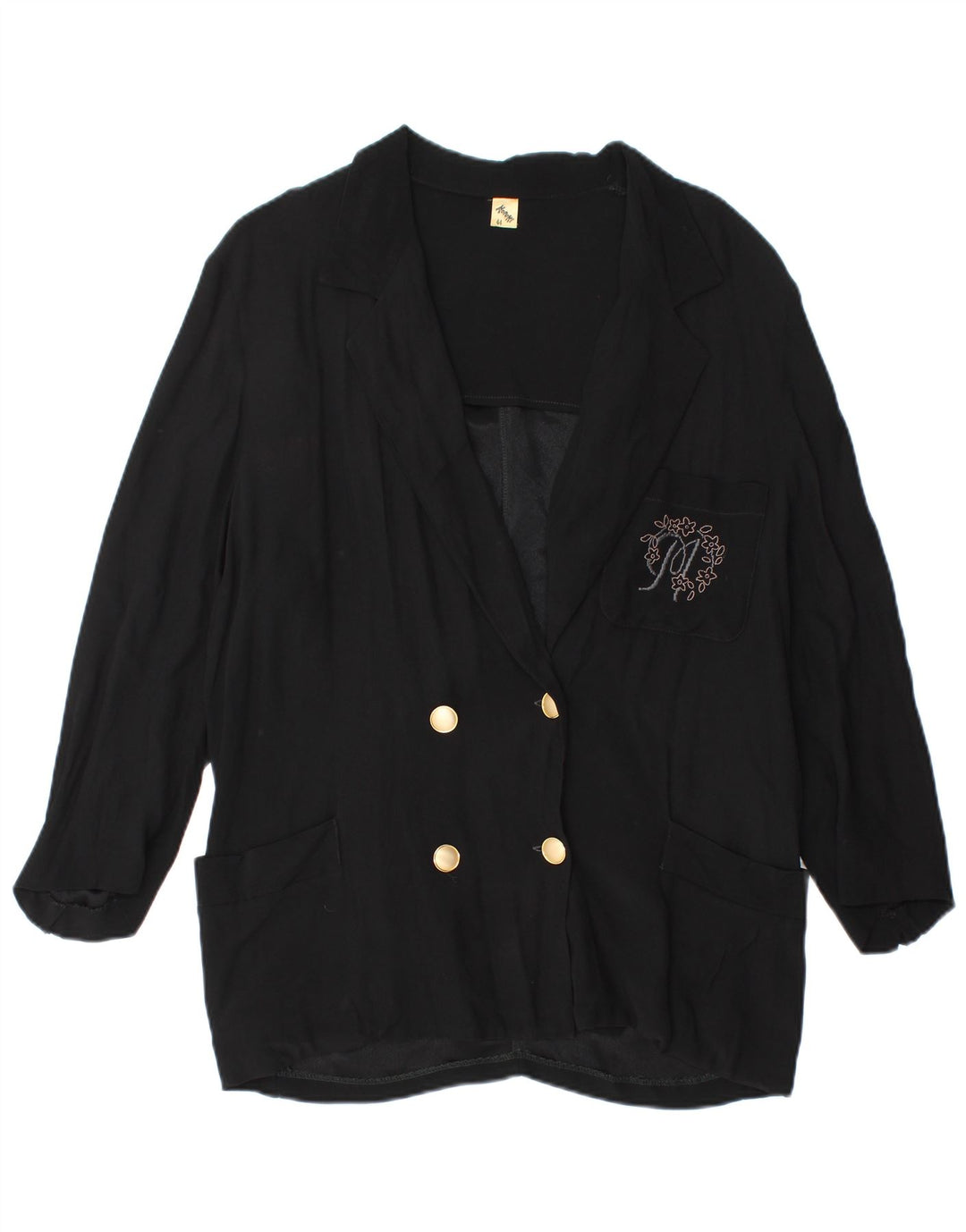Vintage Damen Zweireihige Blazerjacke IT 44 Mittelschwarzes Acetat