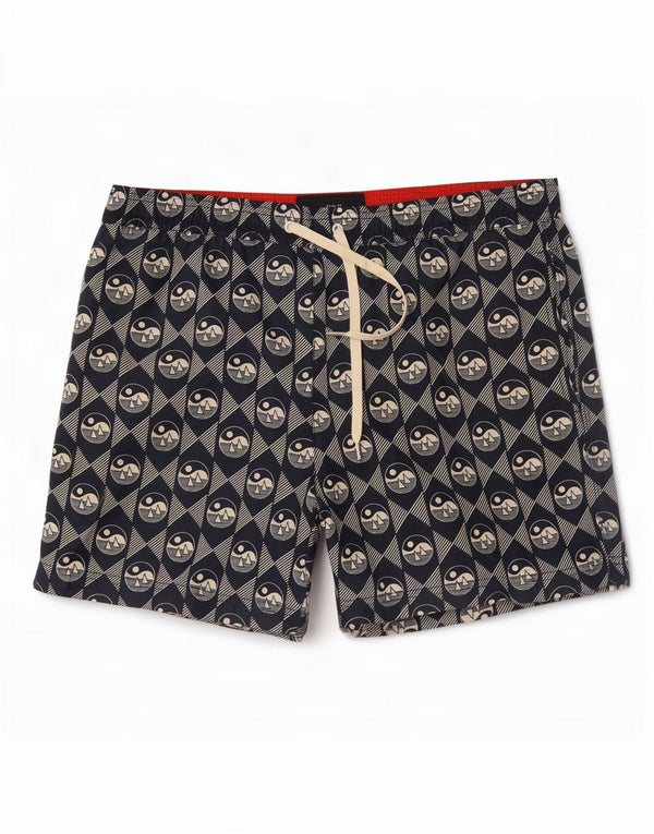 Tommy Hilfiger Herren-Badeshorts mit Grafik, mittelgroß, Marineblau, geometrisch