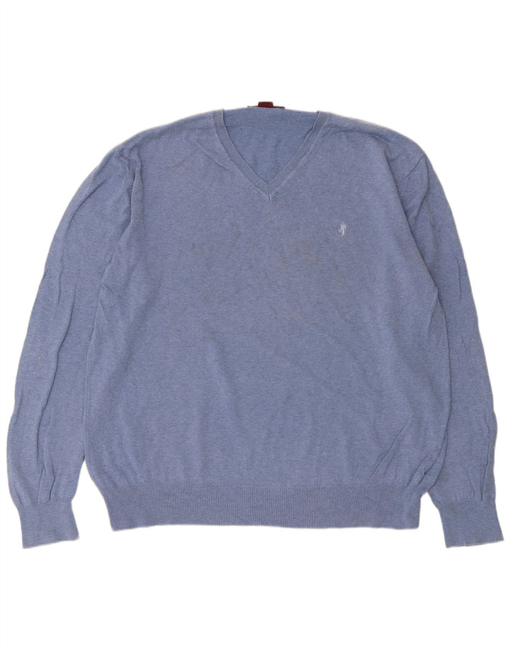 Marlboro Classics Herren-Pullover mit V-Ausschnitt, 2XL, Blau