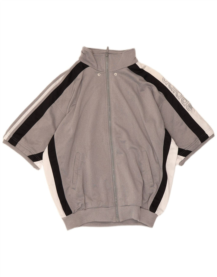 Adidas Herren Graphic Trainingsanzug Top Jacke UK 38/40 Mittelgrau Farbblock
