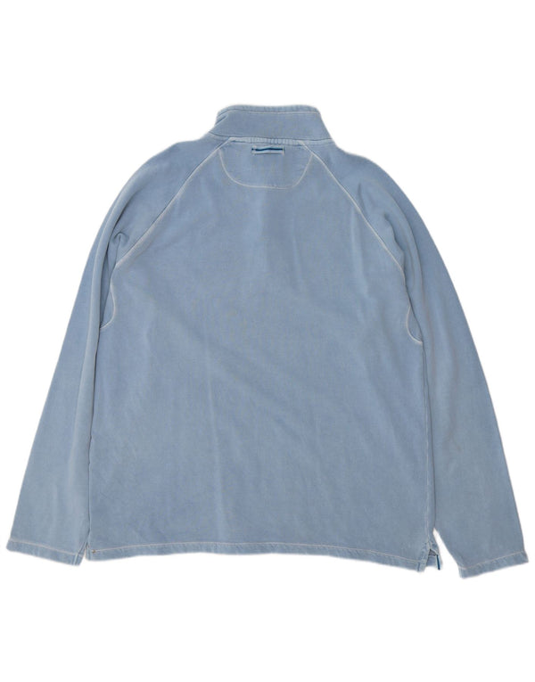 Fat Face Herren-Sweatshirt mit Knopfkragen, groß, aus blauer Baumwolle