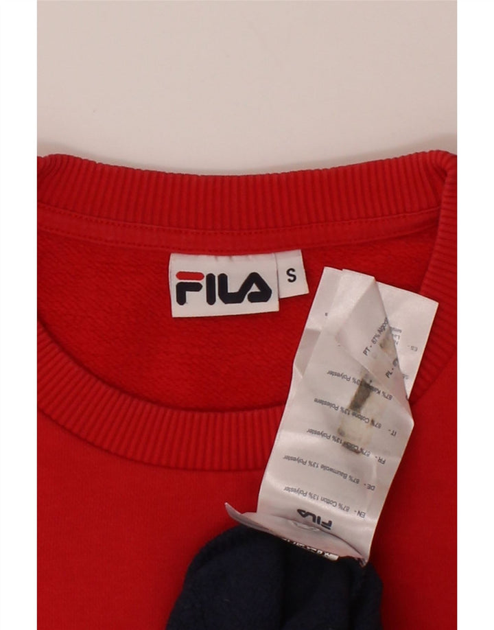 FILA Mens Graphic Sweatshirt Jumper Small Multicoloured Colourblock Cotton Vintage Fila and Second-Hand Fila from Messina Hembry 