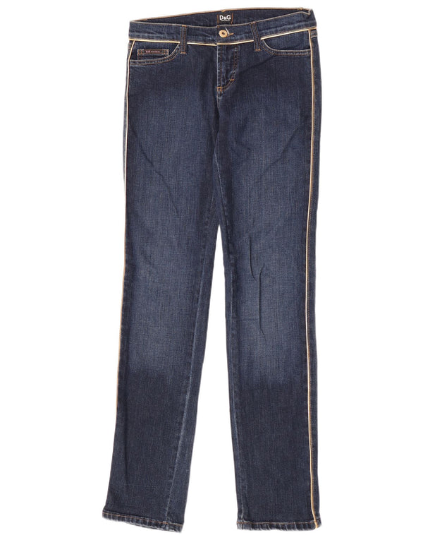 Dolce & Gabbana Damen Graphic Slim Jeans IT 42 Medium W28 L34 Marineblau