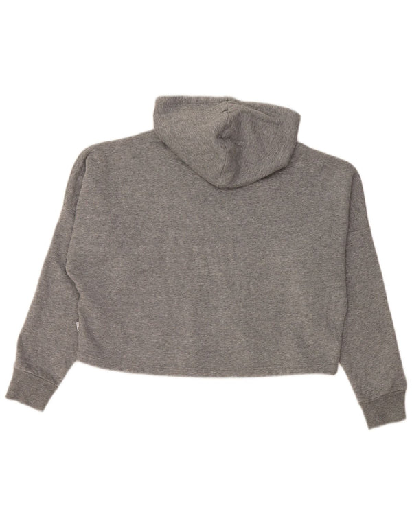 Puma Mädchen-Pullover mit übergroßem Crop-Grafik-Hoodie, 11–12 Jahre, graue Baumwolle