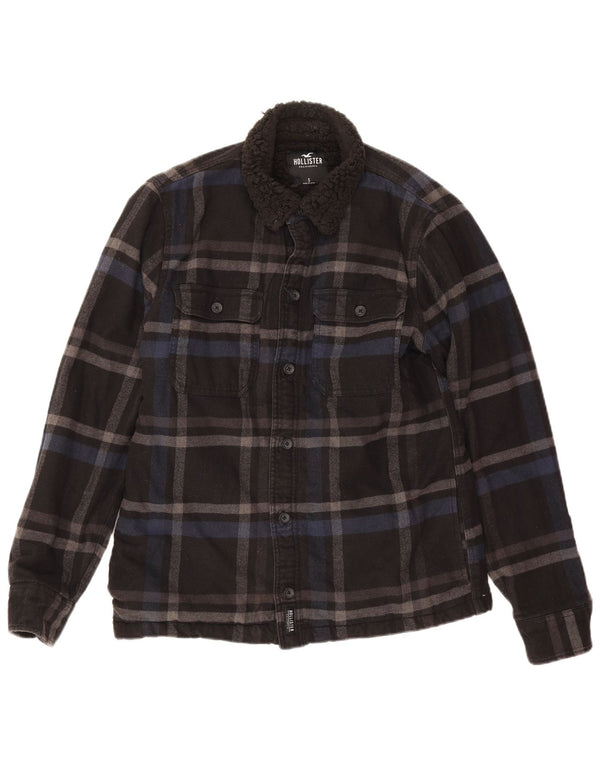 Hollister Herren Sherpa Jacke UK 36 Small Schwarz Karo Baumwolle