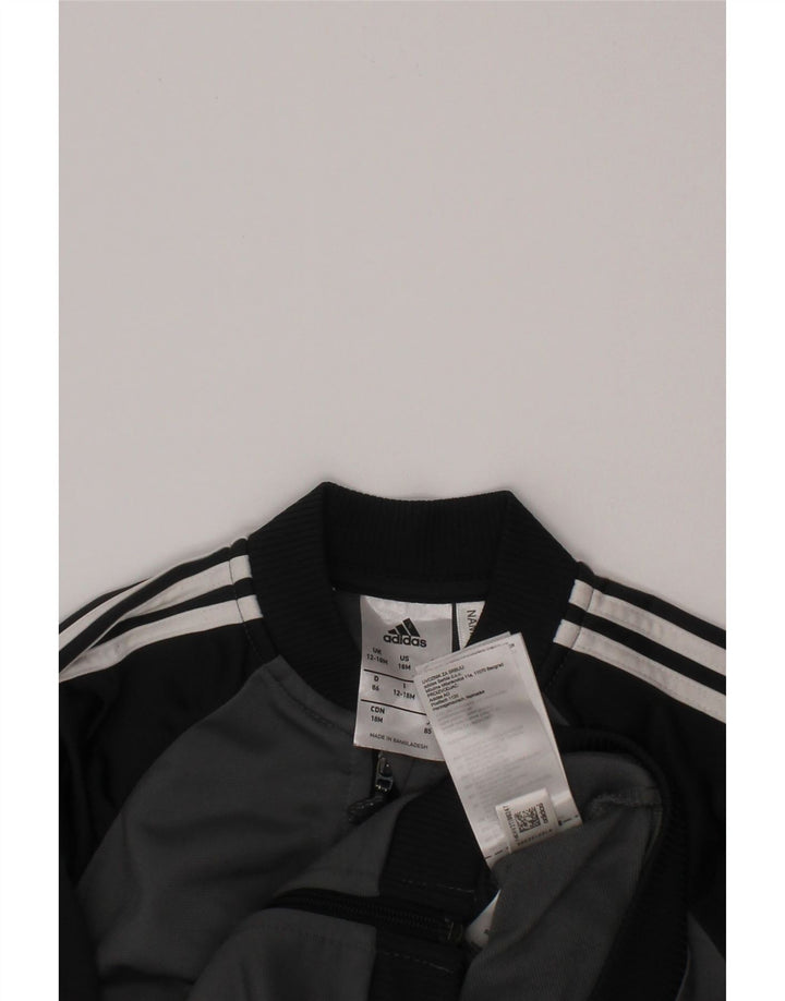 ADIDAS Baby-Jungen-Trainingsanzug, Oberteil, Jacke, 12–18 Monate, Grau, Farbblock