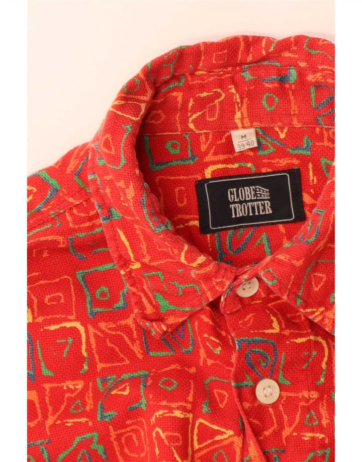 Globe Trotter Herren-Kurzarmhemd, Größe 39/40, mittelrot, geometrisch