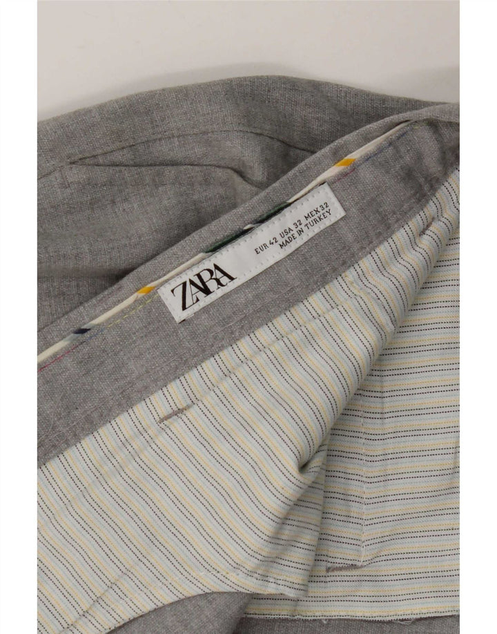 Zara Herren Slim Anzughose EU 42 Large W32 L28 Grau