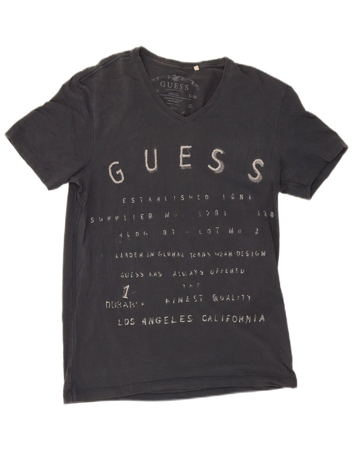 Guess Herren-T-Shirt mit Grafik, Größe S, graue Baumwolle