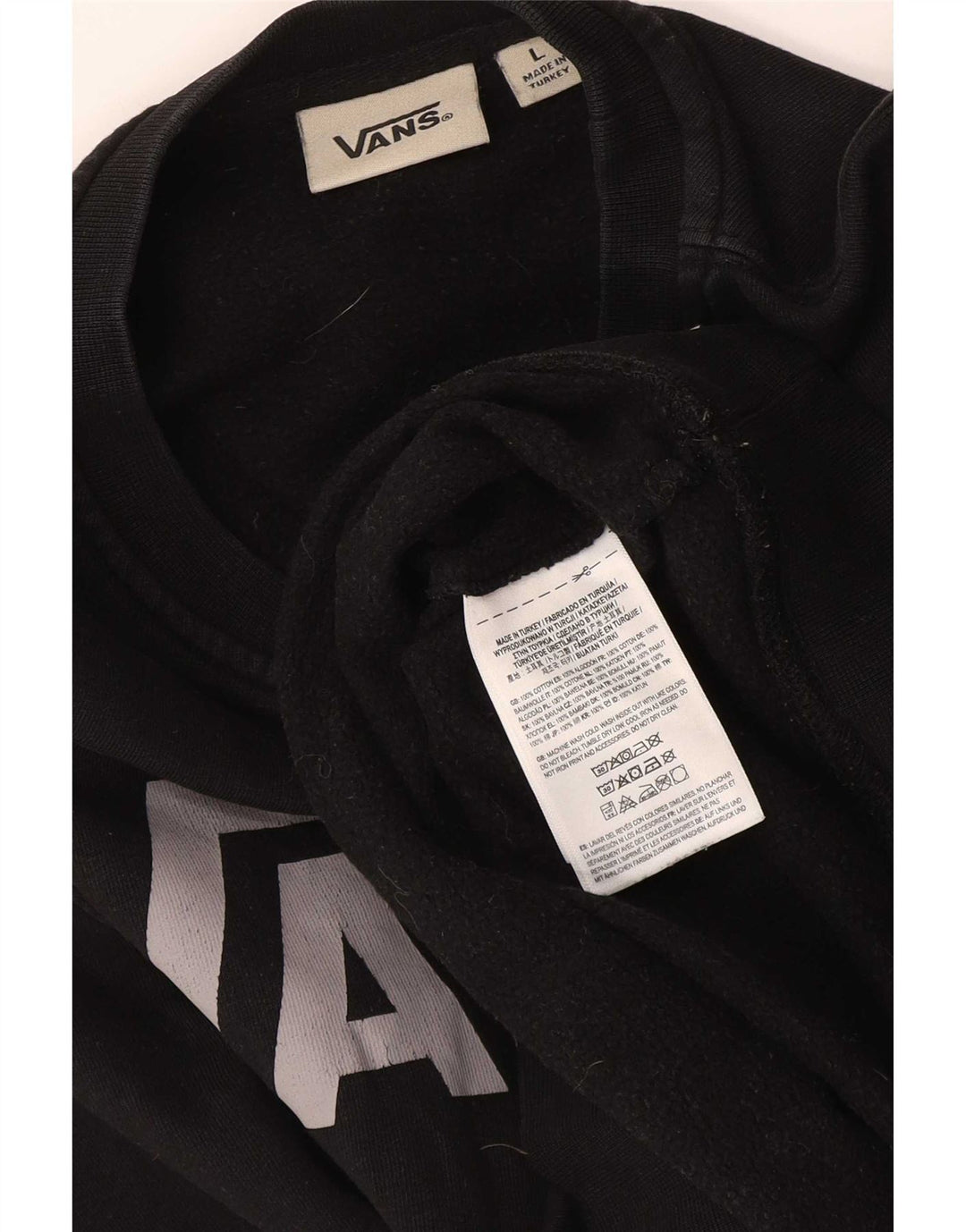 Vans Grafik-Sweatshirt für Jungen, 12–13 Jahre, Größe L, schwarze Baumwolle