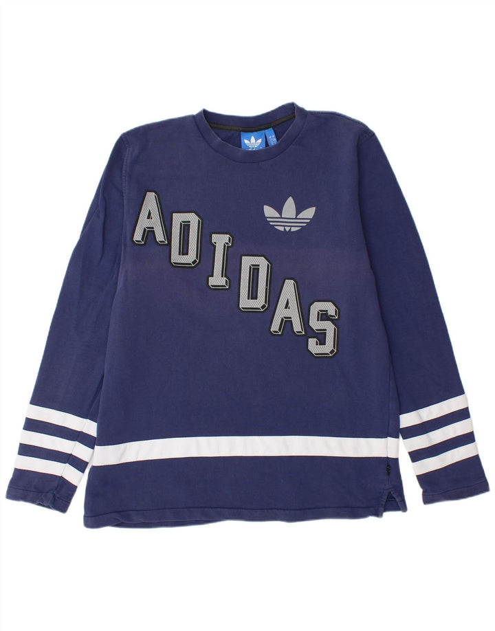 ADIDAS Herren-Sweatshirt mit Grafik, groß, marineblau, Farbblock-Baumwolle