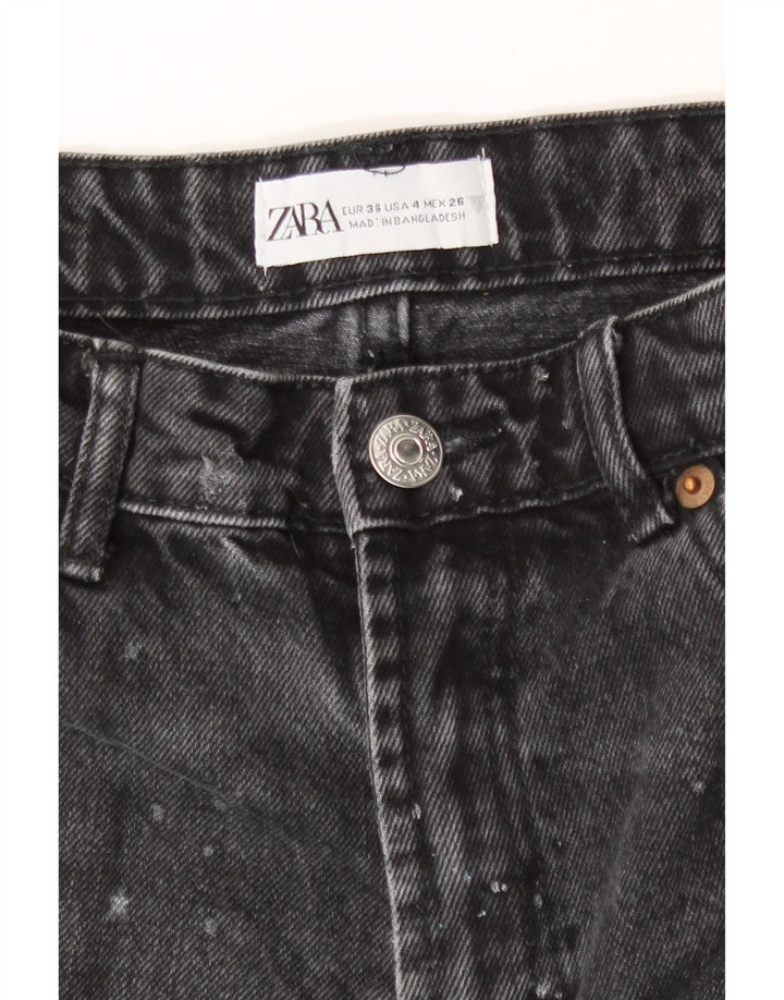 Zara Damen Distressed Denim Shorts EU 36 XS W26 Schwarz