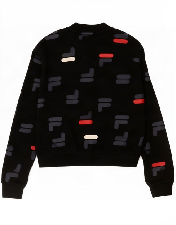 Fila Womens Crop Graphic Oversized Sweatshirt Pullover UK 10 Small Schwarz
