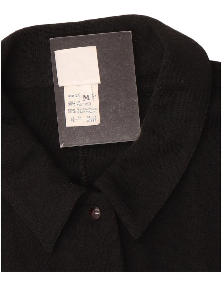 Benetton Damen-Strickhemdkleid UK 14 Mittelschwarze Wolle