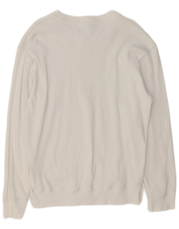 Zara Herren-Pullover mit U-Boot-Ausschnitt, groß, aus weißer Baumwolle