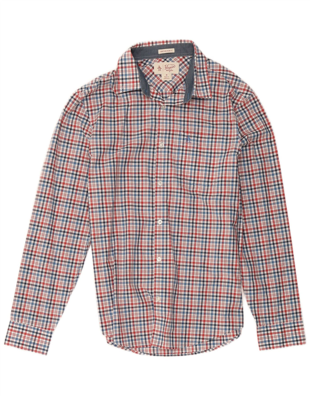 Penguin Herren Heritage Slim-Fit-Hemd, mittelgroß, mehrfarbig, kariert, Baumwolle