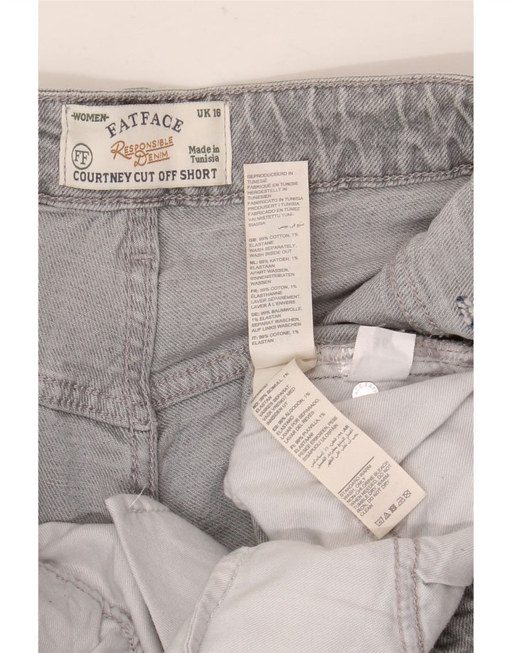 Fat Face Damen Jeansshorts UK 16 Large W36 Graue Baumwolle