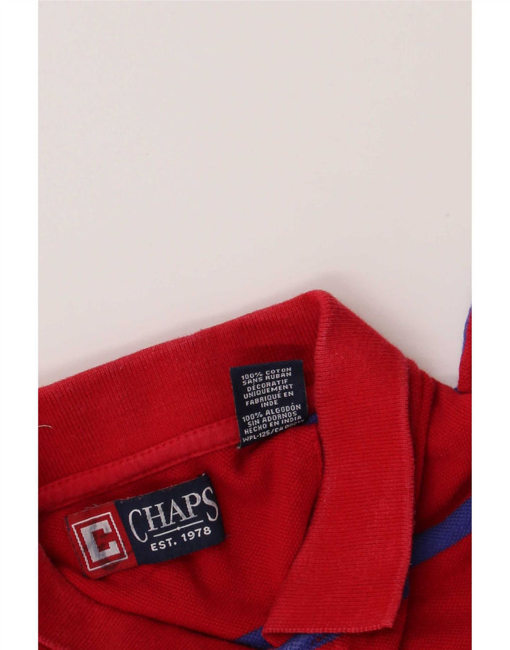 Chaps Herren-Poloshirt aus mittelroter, gestreifter Baumwolle