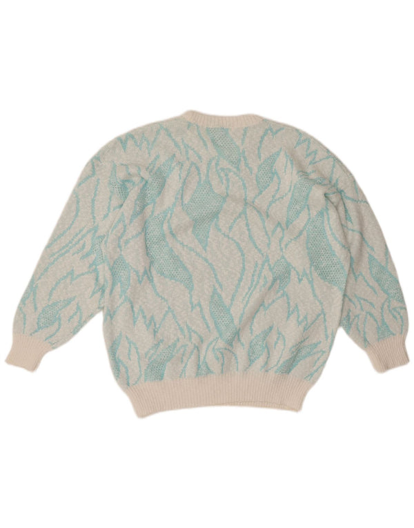 VINTAGE Damen Pullover mit Rundhalsausschnitt IT 50 XL Türkis Farbblock