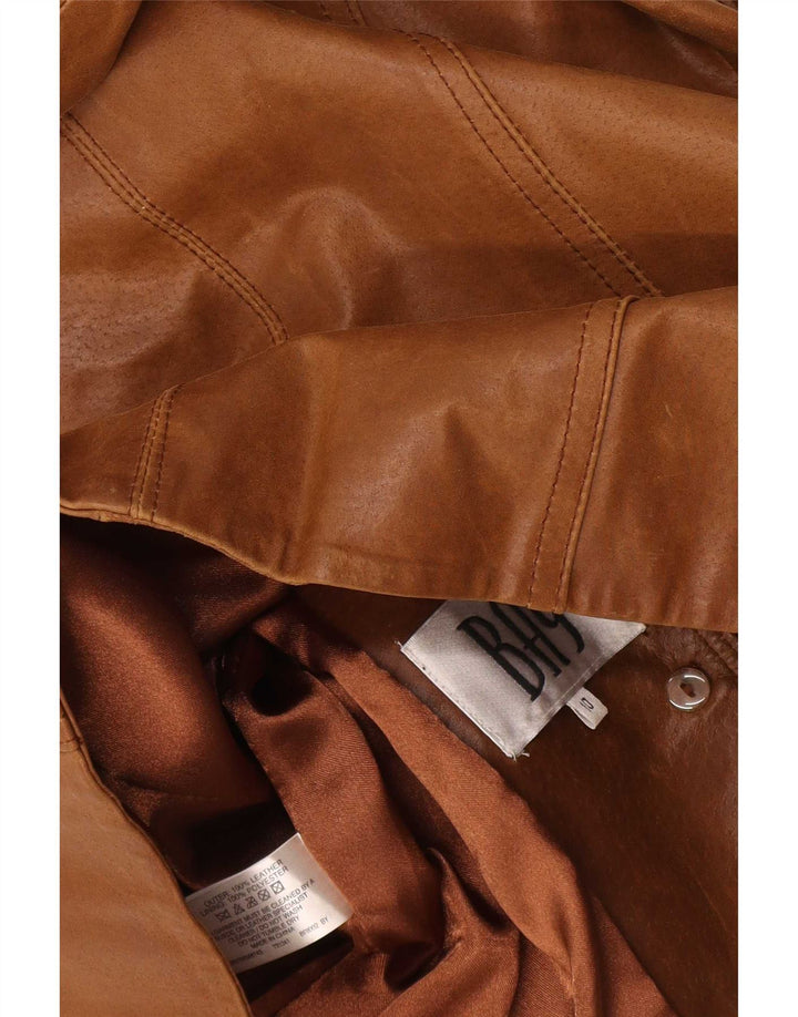 Bay Damen-Blazerjacke aus Leder mit 3 Knöpfen, Gr. 10, Braun