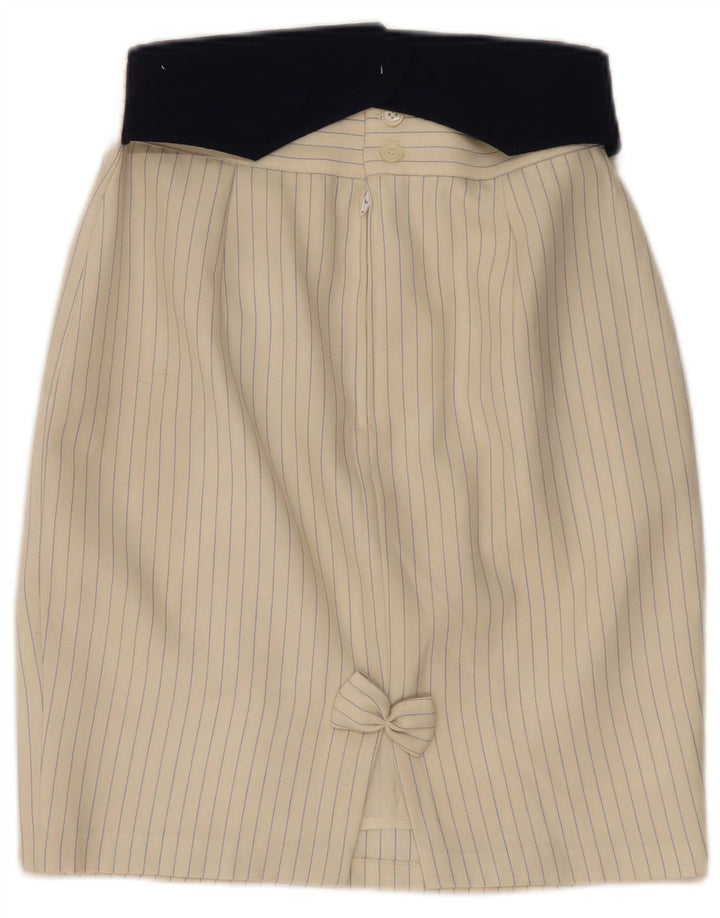 Vintage Damen Bleistiftrock IT 44 Medium W30 Beige Nadelstreifen
