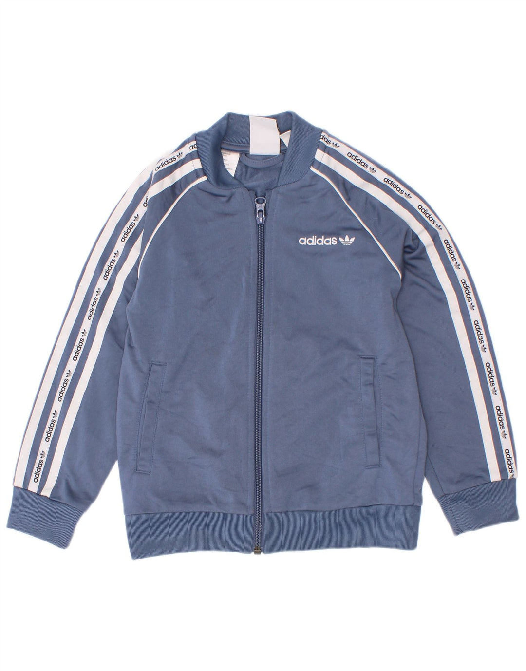 Adidas Jungen Grafik-Trainingsanzug-Top-Jacke, 5–6 Jahre, blaues Farbblockdesign
