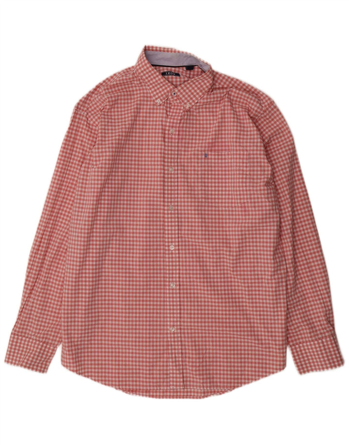 IZOD Herrenhemd XL, rosa Gingham-Baumwolle