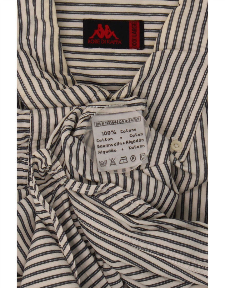 Kappa Herrenhemd 3XL, weiße Nadelstreifen-Baumwolle