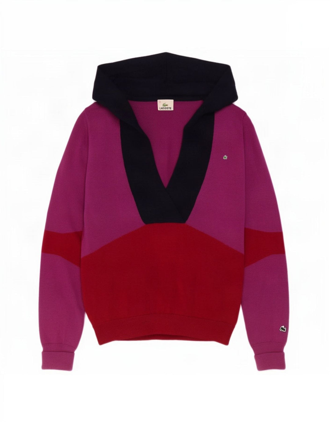 Lacoste Damen-Pullover mit V-Ausschnitt, Größe 40, mittelmehrfarbig