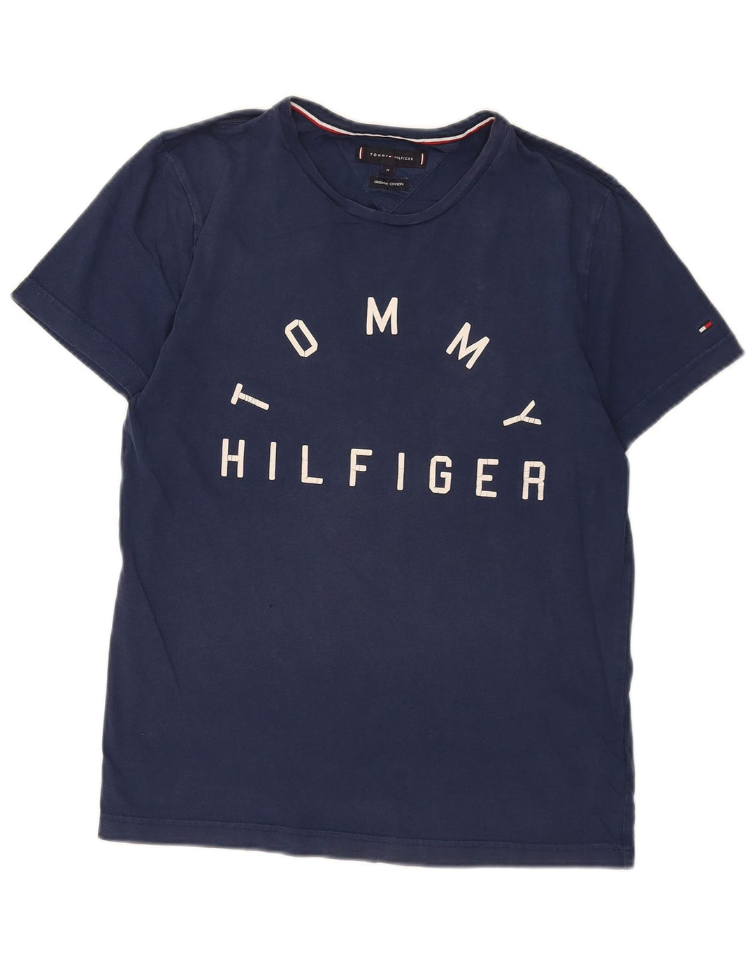 Tommy Hilfiger Herren-T-Shirt mit Grafik, mittelmarineblaue Baumwolle