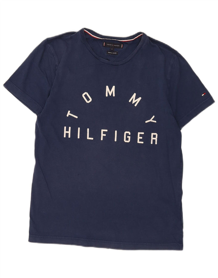 Tommy Hilfiger Herren-T-Shirt mit Grafik, mittelmarineblaue Baumwolle